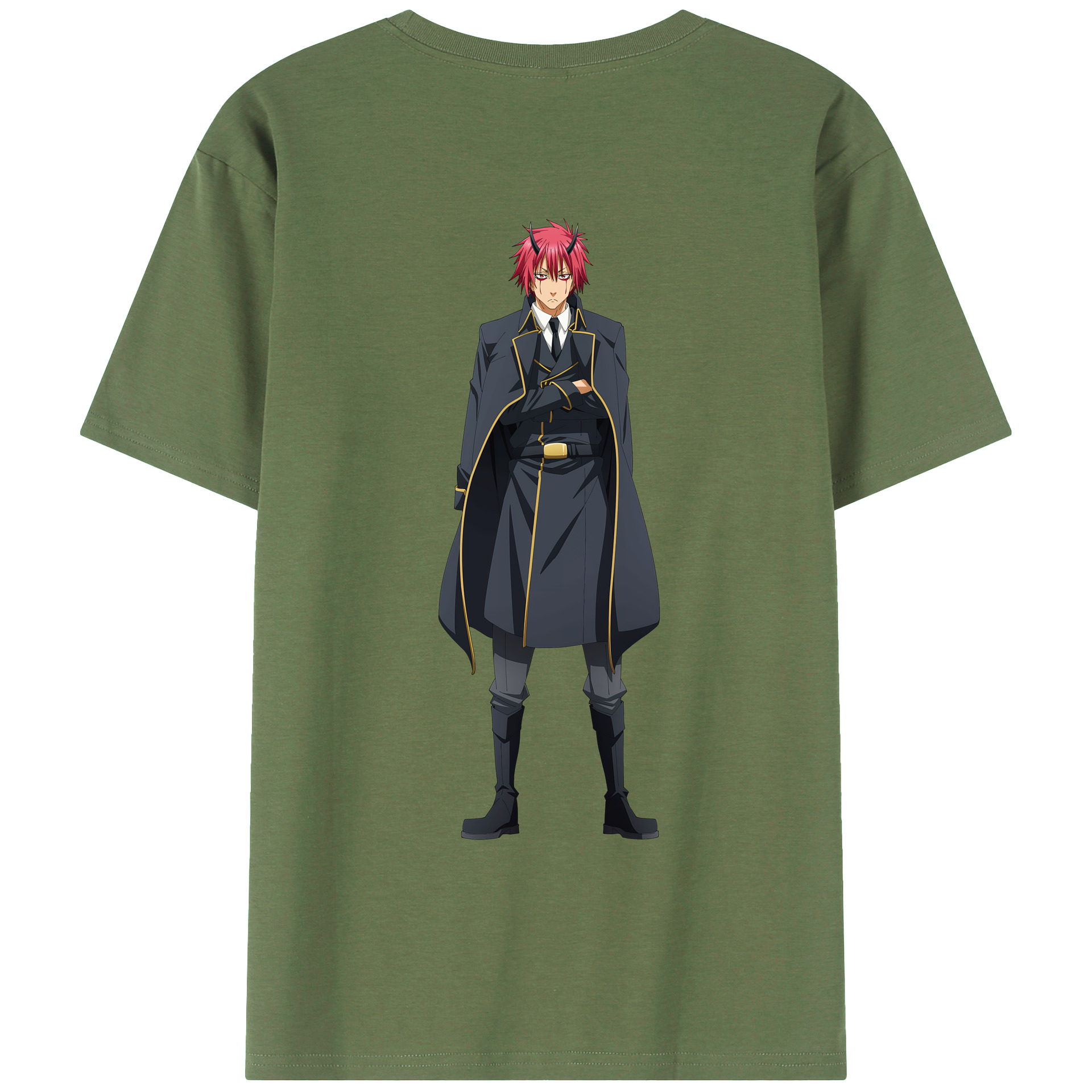 （画像用） 転スラ Regarding Reincarnated to Slime 綿100％ メンズ半袖Tシャツ（バックプリント） 通気性